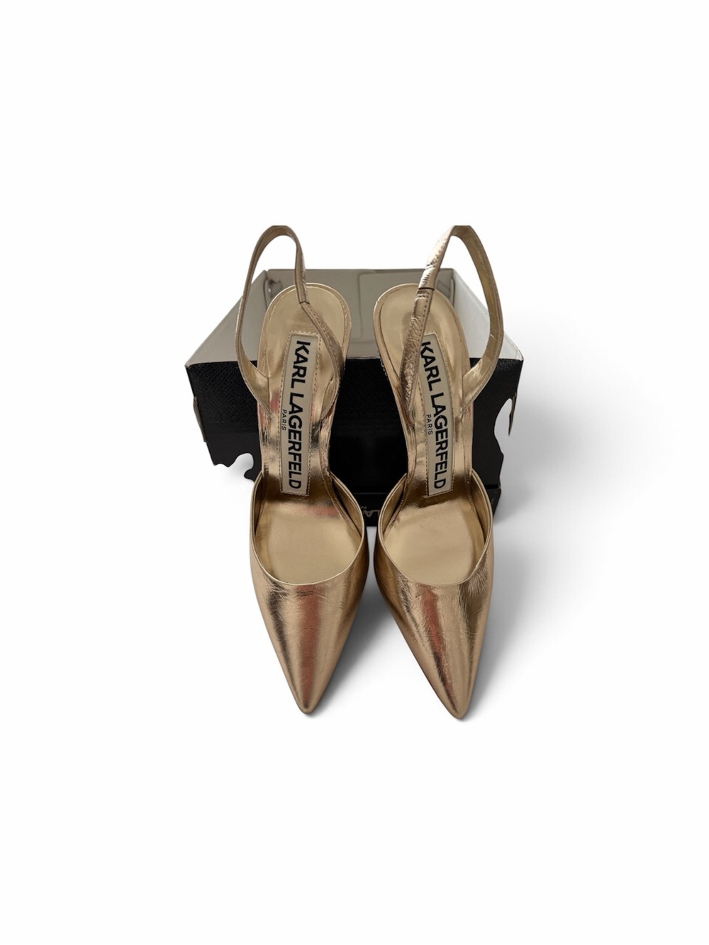 Karl Lagerfeld Gold Rinestone Heels - Picture 2 of 3